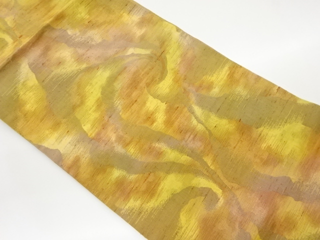 手織り紬唐草模様織出し名古屋帯